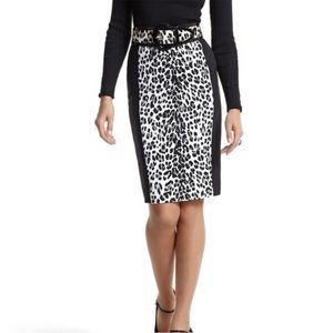 White House Black Market Leopard Print Paneled Pencil Skirt